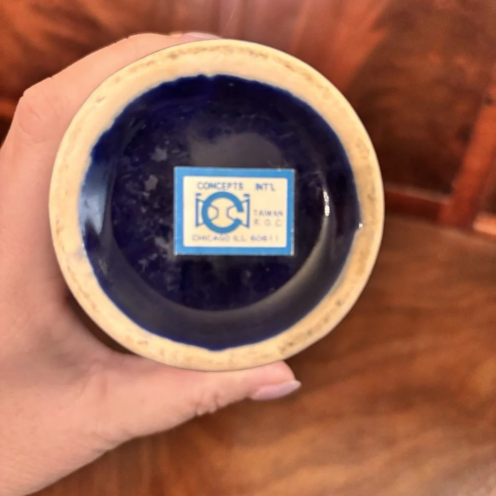 Vintage‎ Cobalt Blue Floral Vase 8